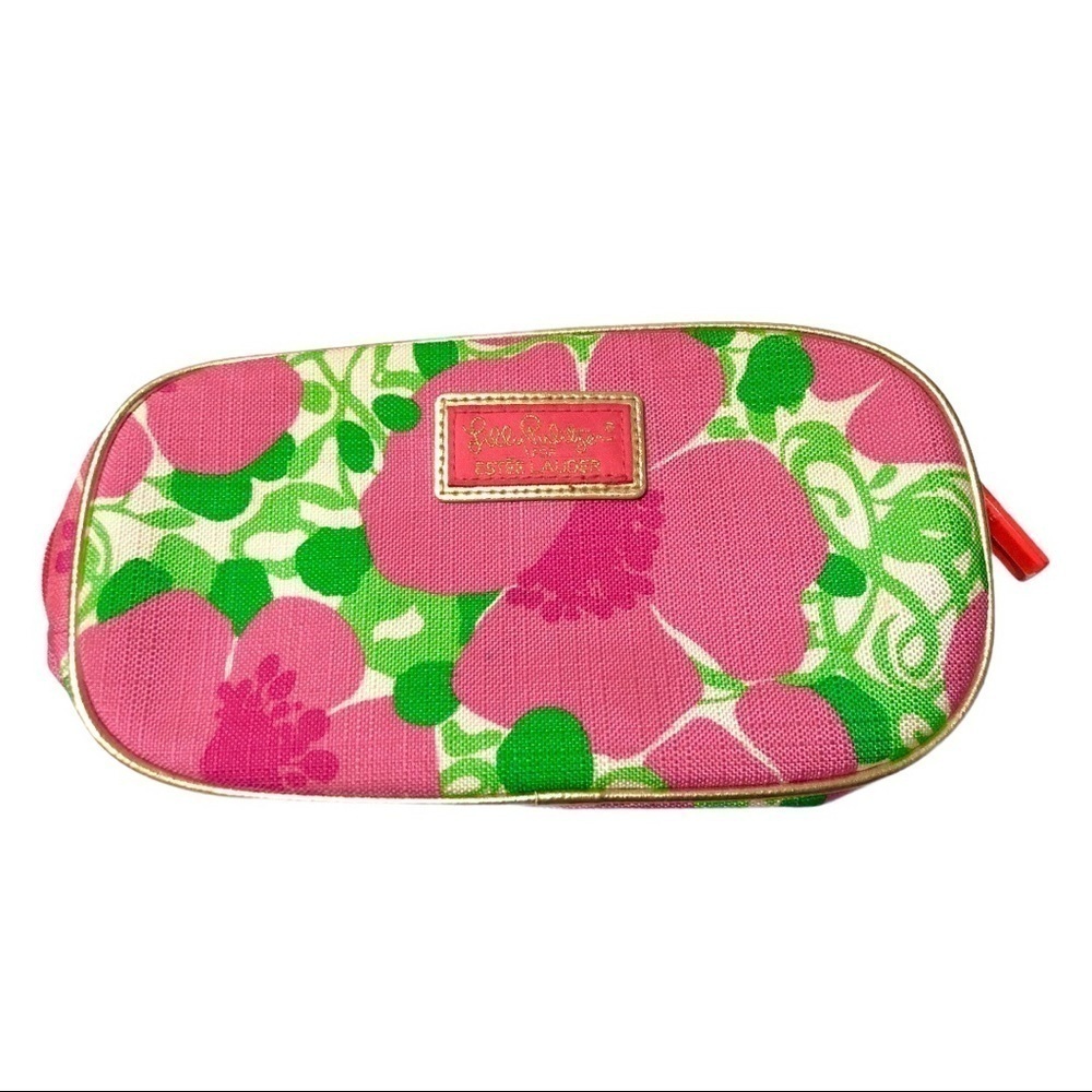 LILLY PULITZER X ESTÉE LAUDER Pink & Green Floral Clutch Zipper Pouch